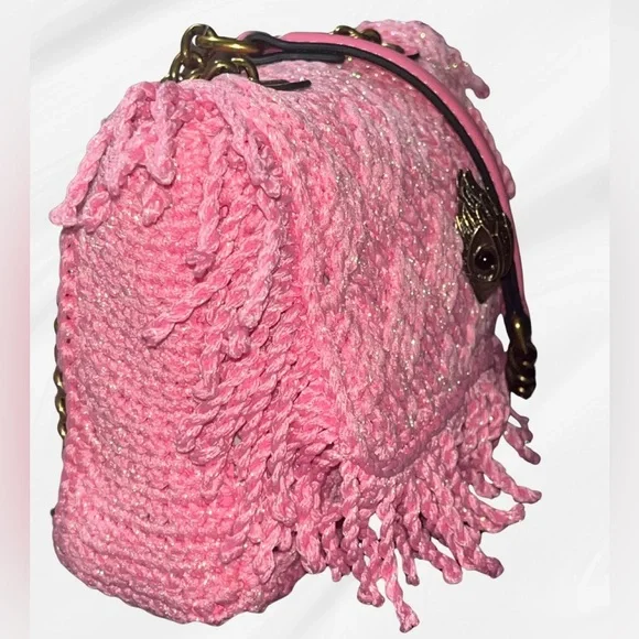 NWT! Kurt Geiger London Medium Crochet Kensington Crossbody Bag, Open Pink - Picture 5 of 13